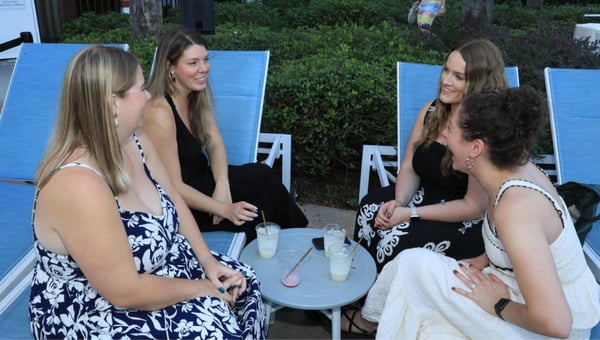 Poolside time to recharge, chat, and sip something cold