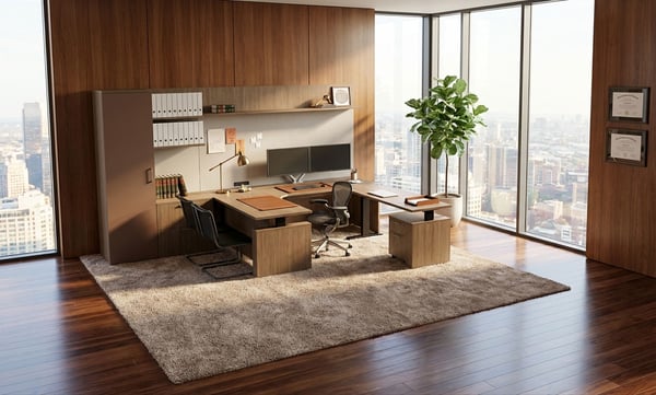 AI-assisted space planning concept in a 3D design commercial interiors environment