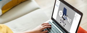 person using a laptop with aline running